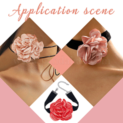 18Pcs 9 Colors Polyester Flower Ornament Accessories&nbsp;DIY-AR0004-98