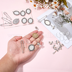 DIYジュエリー作成キット  鉄ブローチのパーツを含む  ガラスカボション  合金カボションセッティングペンダント  アクリルとガラスの天使のペンダント装飾  304ステンレススチール丸カン  アンティークシルバー  56x16x5mm  穴：2mm&nbsp;DIY-SC0033-80
