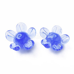 手作りランプワークビーズ  花  藤紫色  14.5~15.5x15~16x7~8mm  穴：1.5mm&nbsp;LAMP-T011-10H