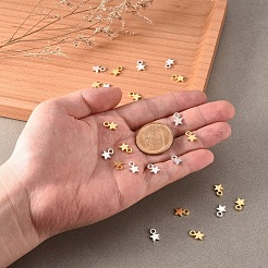 チベット風合金チャーム  スター  ゴールデン＆シルバー  10x8x2mm  穴：2.5mm  160個/箱&nbsp;TIBEP-YW0001-25