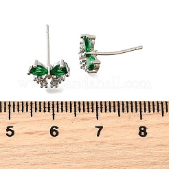 真鍮製マイクロパヴェキュービックジルコニアスタッドピアス  蝶結び  プラチナ  7.5x9.5mm&nbsp;EJEW-M103-09P