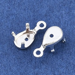 プロングセッティングで真鍮縫い  先のとがったラインストーンの爪のセッティング  ティアドロップチャーム  カドミウムフリー＆鉛フリー  925銀メッキ  8x3.5x4.5mm  穴：0.9mm&nbsp;KK-C163-13A-S