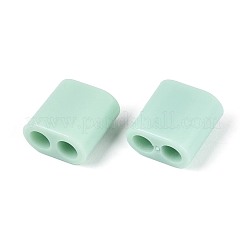 ABSプラスチックビーズ  正方形  2穴  5~6mmコードに適合  アクアマリン  15x15x8.5mm  穴：4.8mm&nbsp;OACR-N156-07G
