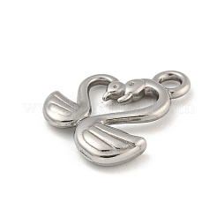 変色しない304ステンレススチールペンダント  白鳥チャーム  ステンレス鋼色  17.5x15x2.5mm  穴：2.1mm&nbsp;STAS-N103-91P