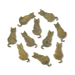 合金子猫カボション  UVレジンDIY用  エポキシ樹脂  プレスジュエリー  猫のシルエット  アンティークブロンズ  17x8x1mm&nbsp;PALLOY-WH0051-01AB-06