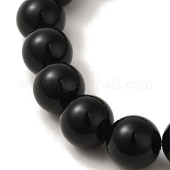Natural Pearl & Obsidian & Brass Round Stretch Bracelets&nbsp;BJEW-C051-24