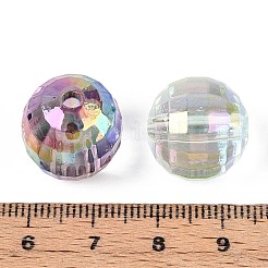 UVメッキ透明アクリルビーズ  虹色の  ラウンド  多面カット  ミックスカラー  15.5~16mm  穴：2.8mm&nbsp;TACR-N020-03