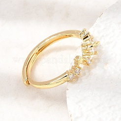 Brass Micro Pave Cubic Zirconia Finger Rings for Women&nbsp;CU-CBAE7DF-14G-03