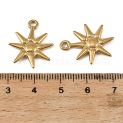 304ステンレスペンダント  太陽と星のチャーム  ゴールドカラー  21.5x18x2mm  穴：2mm&nbsp;STAS-Z198-03G