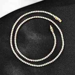 スターリングシルバーパヴェクリスタルキュービックジルコニアテニスネックレス（女性用）925個  18KGP本金メッキ  2.5 mm幅  17.64~17.80インチ（44.8~45.2cm）&nbsp;NJEW-C096-01A-G02
