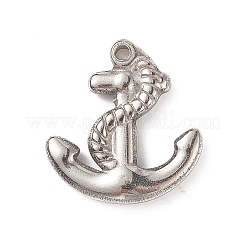 変色しにくい304ステンレススチールペンダント  アンカー  ステンレス鋼色  20x19x3mm  穴：1.5mm&nbsp;STAS-G108-06