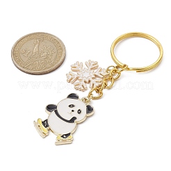 Snowflake & Panda Alloy Enamel Pendant Keychains&nbsp;KEYC-JKC00630-02
