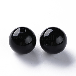 不透明なアクリルビーズ  ラウンド  ブラック  16x15mm  穴：2.8mm  約220個/500g&nbsp;MACR-S370-C16mm-S002