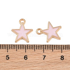 エナメルチャーム付き合金  スターのチャーム  ライトゴールド  ピンク  14x12x2mm  穴：1.3mm&nbsp;AL-CBA9C31-06G-E