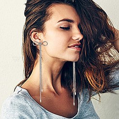 2 Pairs 2 Colors Alloy Bowknot Dangle Stud Earrings with Sterling Silver Pins&nbsp;EJEW-AN0004-89