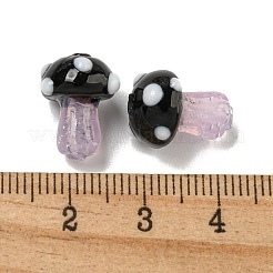 手作りランプワークビーズ連売り  キノコ  ブラック  12~14.5x10~12mm  穴：1.2~1.8mm  約23個/連  11.61~12.60インチ（29.5~32cm）&nbsp;LAMP-N025-03M