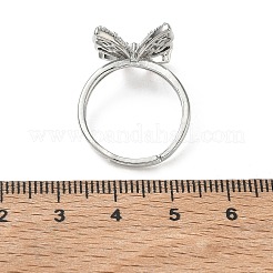 真鍮とキュービックジルコニアの指輪  長持ちメッキ  蝶  プラチナ  15x15mm  内径：17mm&nbsp;CU-CBA7E55-10P