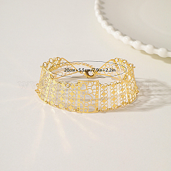 女性用中空真鍮リンクブレスレット  ハート＆フラットラウンド  ゴールドカラー  内径：7-7/8インチ（20cm）&nbsp;PW9769