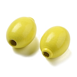 シーマウッドヨーロピアンビーズ  レモン  27.5x19.5mm  穴：5mm&nbsp;WOOD-G023-13B