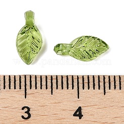 クリアアクリルチャーム  葉のチャーム  オリーブドラブ  10.5x5x3.5mm  穴：1.2mm&nbsp;X-TACR-F009-11C