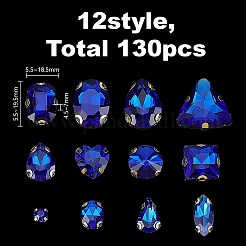 ガラス縫い付けラインストーン130個  合金連バー  混合図形  サンドオパール  5.5~18.5x5.5~19.5x4.5~7mm&nbsp;GACR-AR0001-03A