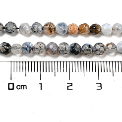 天然のファイヤーアゲートクラックルビーズ連売り  染め  多面カット  ラウンド  グレー  4mm  穴：1mm  約87~90個/連  13.8~14.6インチ&nbsp;X-G-R344-4mm-24