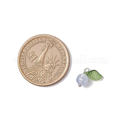 クラックルガラスペンダント30色10個  ラウンド  アクリルリーフと真鍮ループ付き  プラチナ  11.5x11.5x6.5mm  穴：1.8mm  10個/カラー&nbsp;PALLOY-JF04168-02
