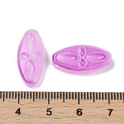 透明ガラスビーズ  花とオーバル  焼き付け塗料  ミディアム蘭  20x9.5x4mm  穴：1.2mm&nbsp;DGLA-E004-14D