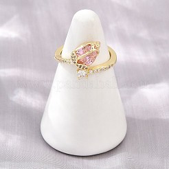 花柄真鍮製マイクロパヴェキュービックジルコニアカフオープンリング（女性用）  カドミウムフリー＆鉛フリー  ラックめっき  長持ちメッキ  18KGP本金メッキ  usサイズ6（16.5mm）&nbsp;CU-CBA0A21-06A-G