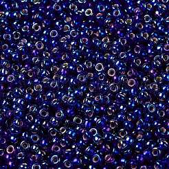 MIYUKIラウンドロカイユビーズ  日本製シードビーズ  8/0  （rr1020)シルバーライニングコバルトab  3mm  穴：1mm  約422~455個/10g&nbsp;X-SEED-G008-RR1020