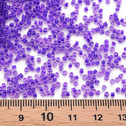 ガラスシリンダービーズ  シードビーズ  色の内側  丸い穴  青紫色  1.5~2x1~2mm  穴：0.8mm  約8000個/袋  約1ポンド/バッグ&nbsp;SEED-S047-D-004