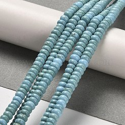 天然石ターコイズビーズ連売り  ロンデル  4.5x2mm  穴：0.5mm  約185個/連  15.43''（39.2センチメートル）&nbsp;X-G-M422-B01-01