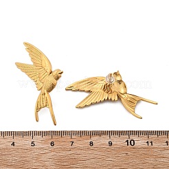 304ステンレススチールスタッドピアス  鳥  左右  18KGP本金メッキ  47x28mm  2個/セット&nbsp;EJEW-Q027-01G