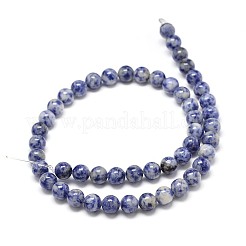 天然ブルースポットジャスパーラウンドビーズ連売り  12mm  穴：1mm  約32個/連  15.3インチ&nbsp;G-P075-12-12mm