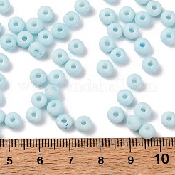焼付塗装ガラスシードビーズ  丸い穴  ロンデル  グレードA  ライトスカイブルー  5~6x3.5~4mm  穴：1.6~1.8mm  約3000個/ポンド&nbsp;SEED-C003-02E