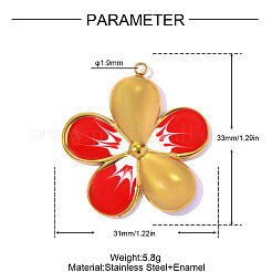 Valentine's Day 304 Stainless Steel Enamel Pendants&nbsp;STAS-OY016-64G