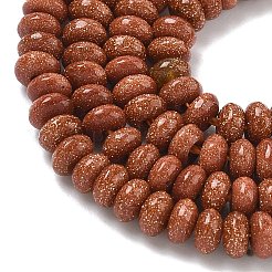 合成ゴールドストーン金砂石ビーズ連売り  ロンデル  4.5x2.5mm  穴：0.8~1mm  約166個/連  14.96インチ（38cm）&nbsp;G-K343-C52-01B