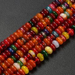 天然石瑪瑙ビーズ連売り  染め＆加熱  ロンデル  4x1.5mm  穴：0.7mm  約155個/連  14.96''（38センチメートル）&nbsp;G-L635-A01-4x2mm-03
