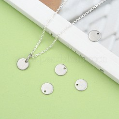 変色防止 304 ステンレススチール 刻印入り ブランクタグ フラット ラウンド チャーム ペンダント  ステンレス鋼色  8x1mm  穴：1mm&nbsp;STAS-Q171-04