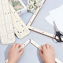 バスウッド組み立て製紙フレーム  ガーゼで  長方形  湯通しアーモンド  完成品：400x300mm&nbsp;DIY-WH0308
