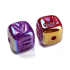 メッキ虹色のアクリルビーズ  UVメッキ  キューブ  ミックスカラー  17.5x17x17.5mm  穴：3.5mm&nbsp;MACR-K353-12