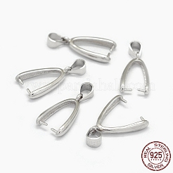 変色防止ロジウムメッキスターリングシルバーペンダントベイル925個  プラチナ  17.5x3mm  穴：4x4.5mm  ピン：0.6mm&nbsp;STER-E061-58P