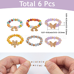 6Pcs 2 Styles Alloy & Glass Beaded Decorative Rings for Smartwatch Band&nbsp;AJEW-CP0009-95
