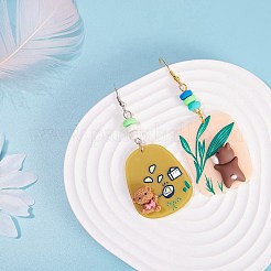 キットを作るDIYイヤリング  16個8スタイル3Dプリントアクリルパーツ  樹脂と  32個のアイアンオープン丸カン  32個の鉄のピアスフック  耳ワイヤー  ミックスカラー  ペンダント：37~40x27~38x6~12mm  穴：1.6~2.7mm  2個/スタイル&nbsp;DIY-SZ0004-86