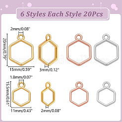 120Pcs 6 Styles Alloy Open Back Bezel Pendants&nbsp;FIND-WR0012-55