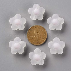 透明なアクリルビーズ  艶消し  二層ビーズ  花  ホワイトスモーク  16.5x17x9.5mm  穴：2.5mm  約390個/500g&nbsp;TACR-S152-09C-06