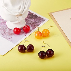 4Pair 4 Colors Lifelike Cherry Dangle Stud Earrings&nbsp;EJEW-SZ0001-54