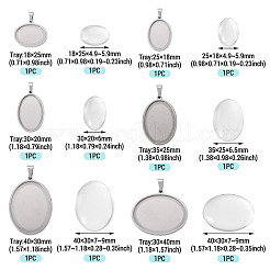 6Pcs 6 Styles 304 Stainless Steel Pendant Cabochon Settings&nbsp;STAS-TA0001-47C