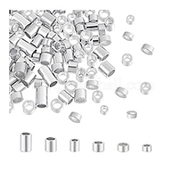 90個 6スタイル 925スターリングシルバーチューブビーズ  コラム  銀  1.6~2.8x1~1.9mm  穴：0.8~1.2mm&nbsp;STER-PH0002-54