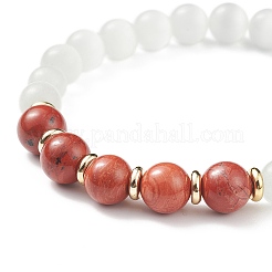7Pcs 7 Style Natural & Synthetic Mixed Gemstone & Cat Eye Round Beaded Stretch Bracelets Set&nbsp;BJEW-JB08925